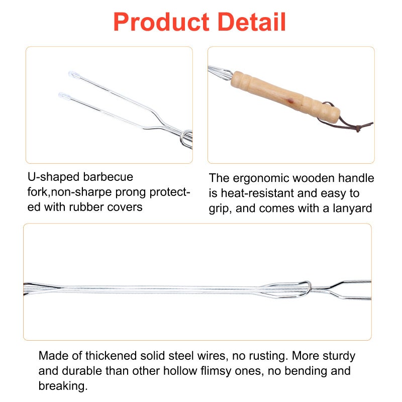 HENGI 6 Pack Marshmallow Sticks for Fire Pit, 30" Extendable Long Smores Sticks, Hot Dog Sticks for Campfire, Telescoping Heavy Duty Campfire Forks Roasting Sticks for Fire Pit with Carry Pocket - Image 4